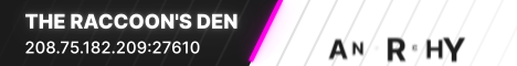 The Raccoons Den - Click to view server details The Raccoons Den Minecraft server banner
