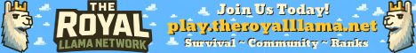 The Royal Llama Network - Click to view server details The Royal Llama Network Minecraft server banner